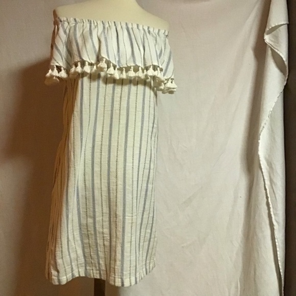 Artisan NY Boho off the shoulder glittery stripes shift dress - Picture 5 of 9